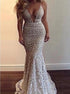 Backless Lace Beaded Mermaid Prom Dresses LBQ2346